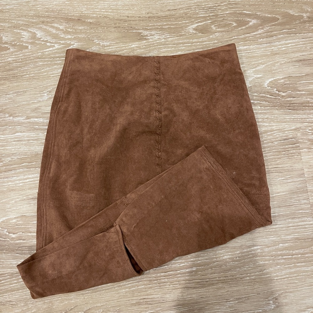 Ivanka Trump camel suede pencil skirt
